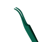 Front of TAD DIY Lash Application Tweezer in Green Up Close of Tip